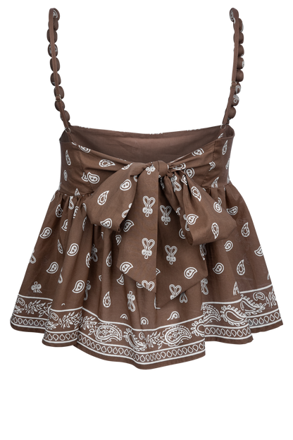 Peace Love Line Brown Paisley Peplum Top