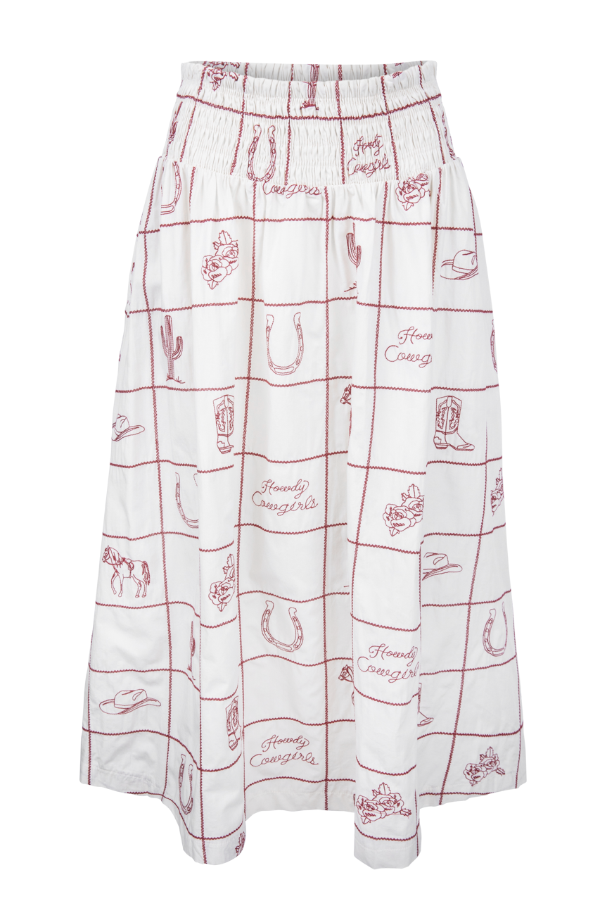 Peace Love Line Western Smocked Skirt