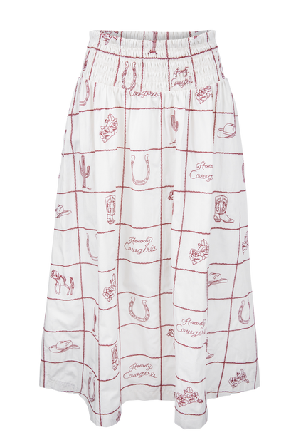 Peace Love Line Western Smocked Skirt