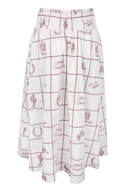 Peace Love Line Western Smocked Skirt