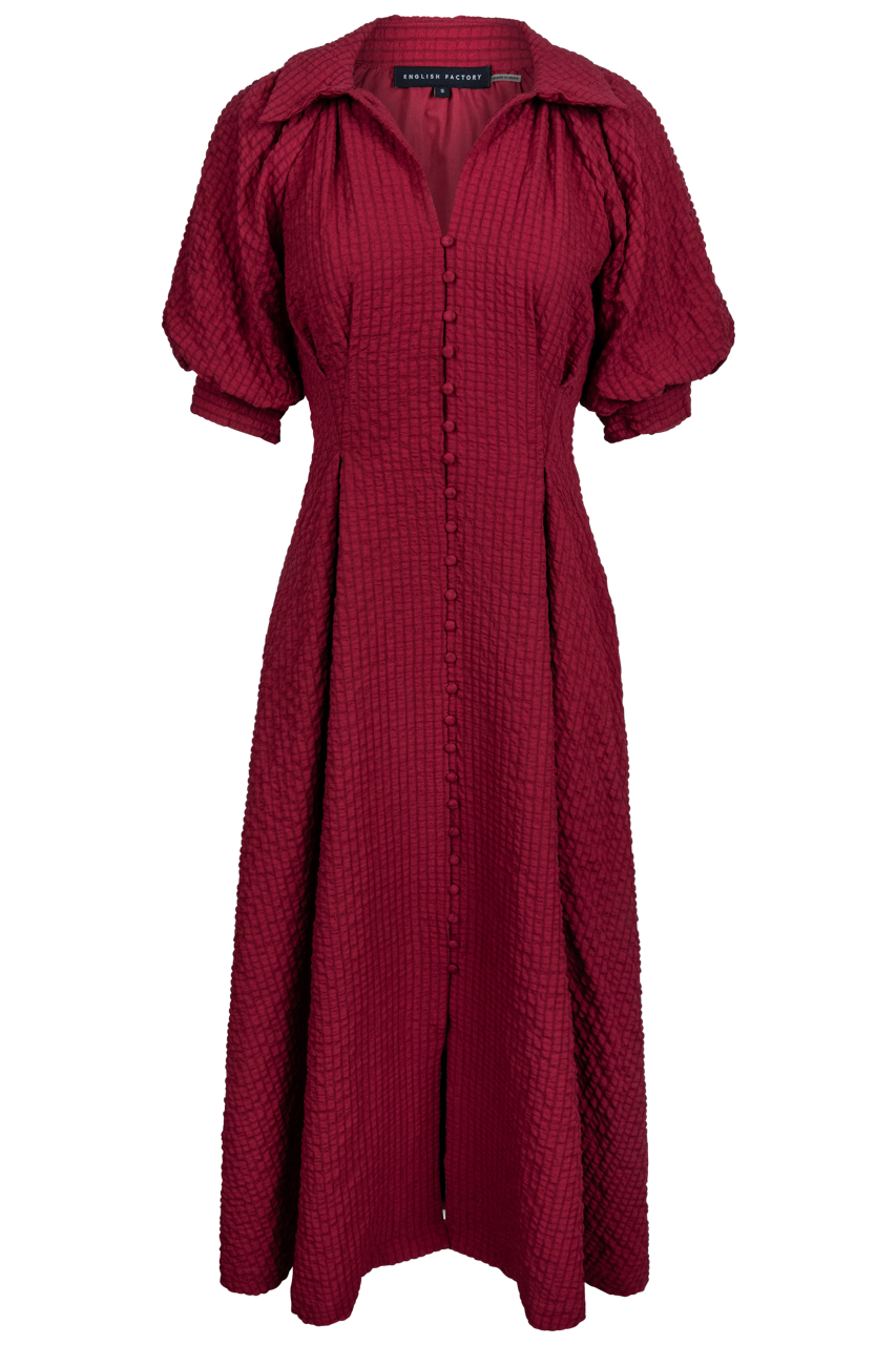 English Factory Burgundy Shirt Dress