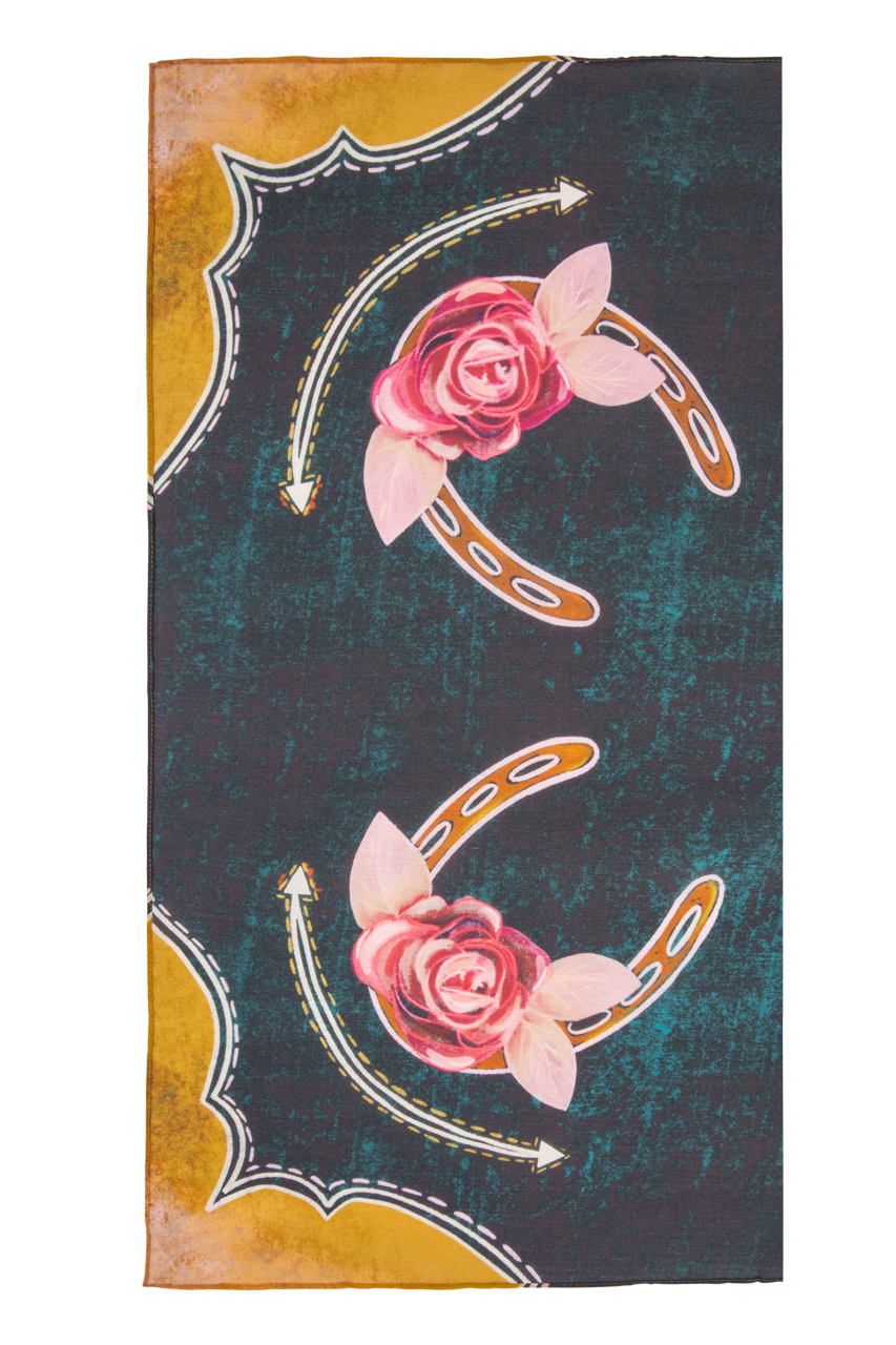 Rodeo Rose Western Silk Scarf
