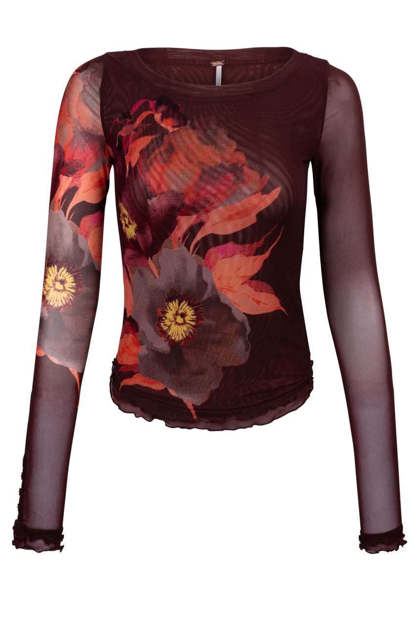 Free People Lilly Floral Long Sleeve Top
