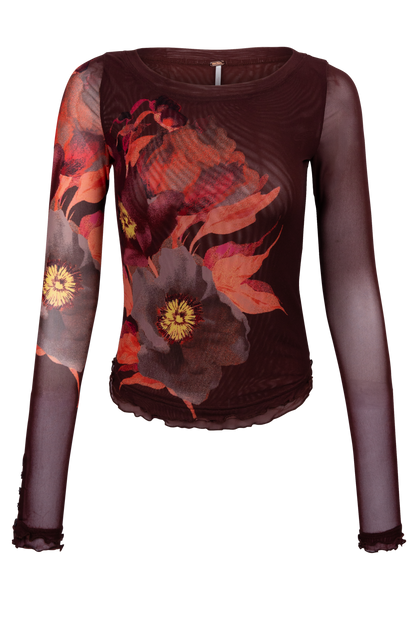 Free People Lilly Floral Long Sleeve Top