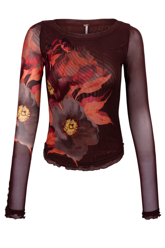 Free People Lilly Floral Long Sleeve Top