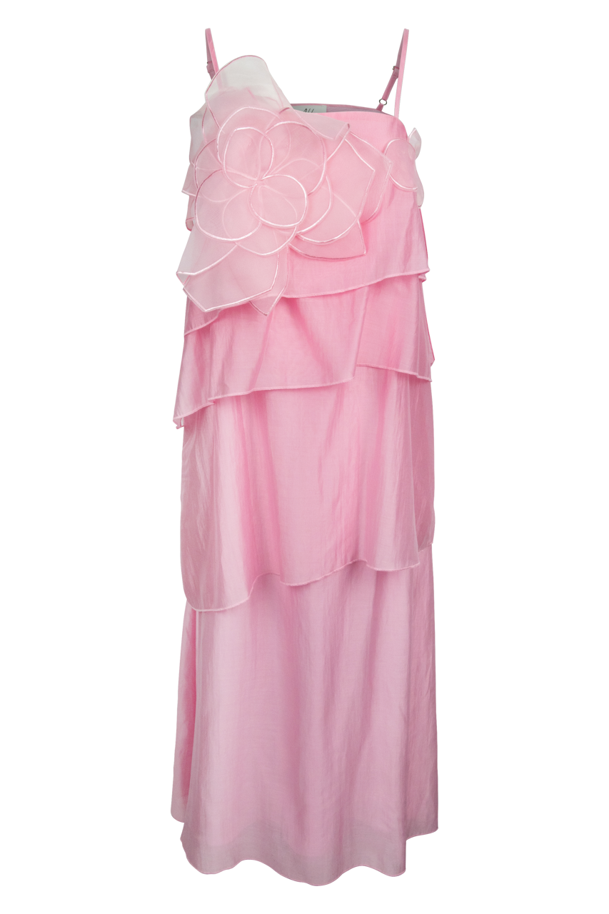 3D Floral Applique Tiered Maxi Dress