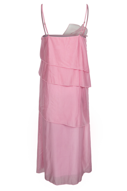 3D Floral Applique Tiered Maxi Dress