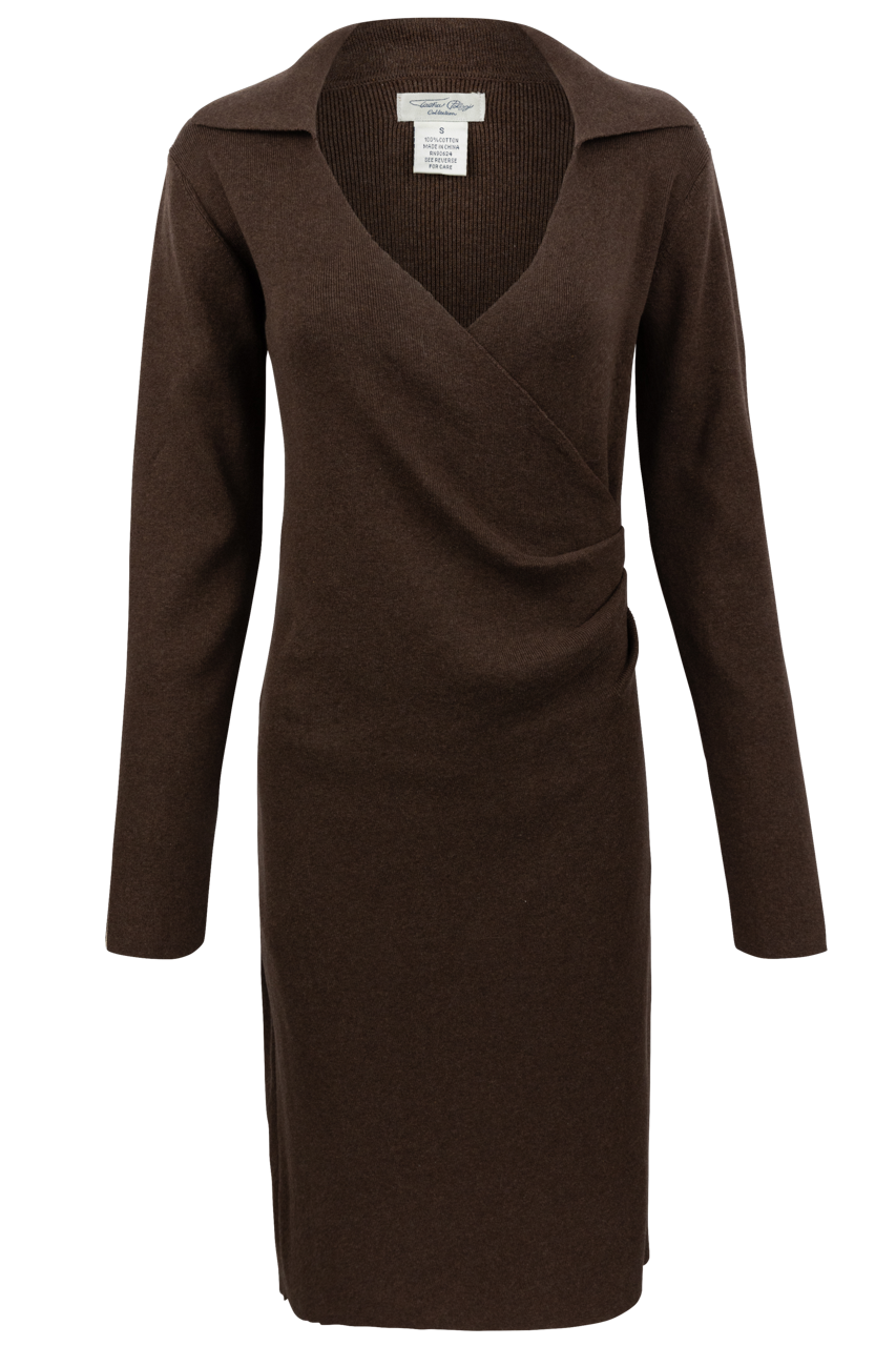 Tasha Polizzi Chocolate Knit Wrap Dress