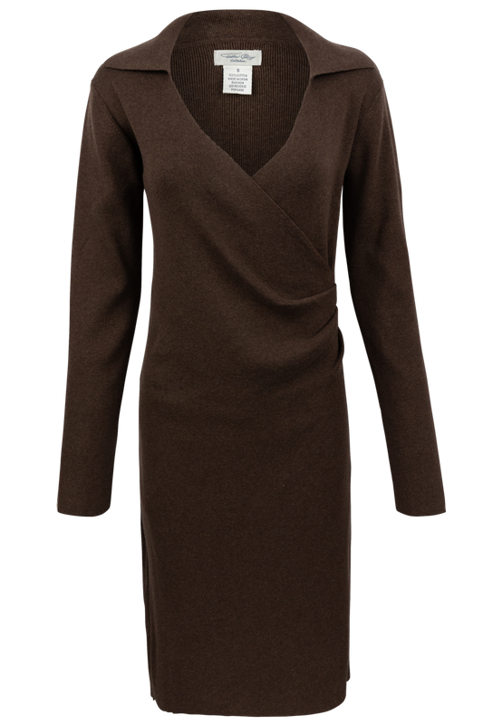 Tasha Polizzi Chocolate Knit Wrap Dress