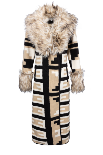 Tasha Polizzi Neutral Faux Fur Western Blanket Coat | Pinto Ranch