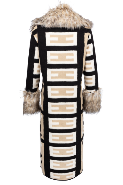 Tasha Polizzi Neutral Faux Fur Blanket Coat