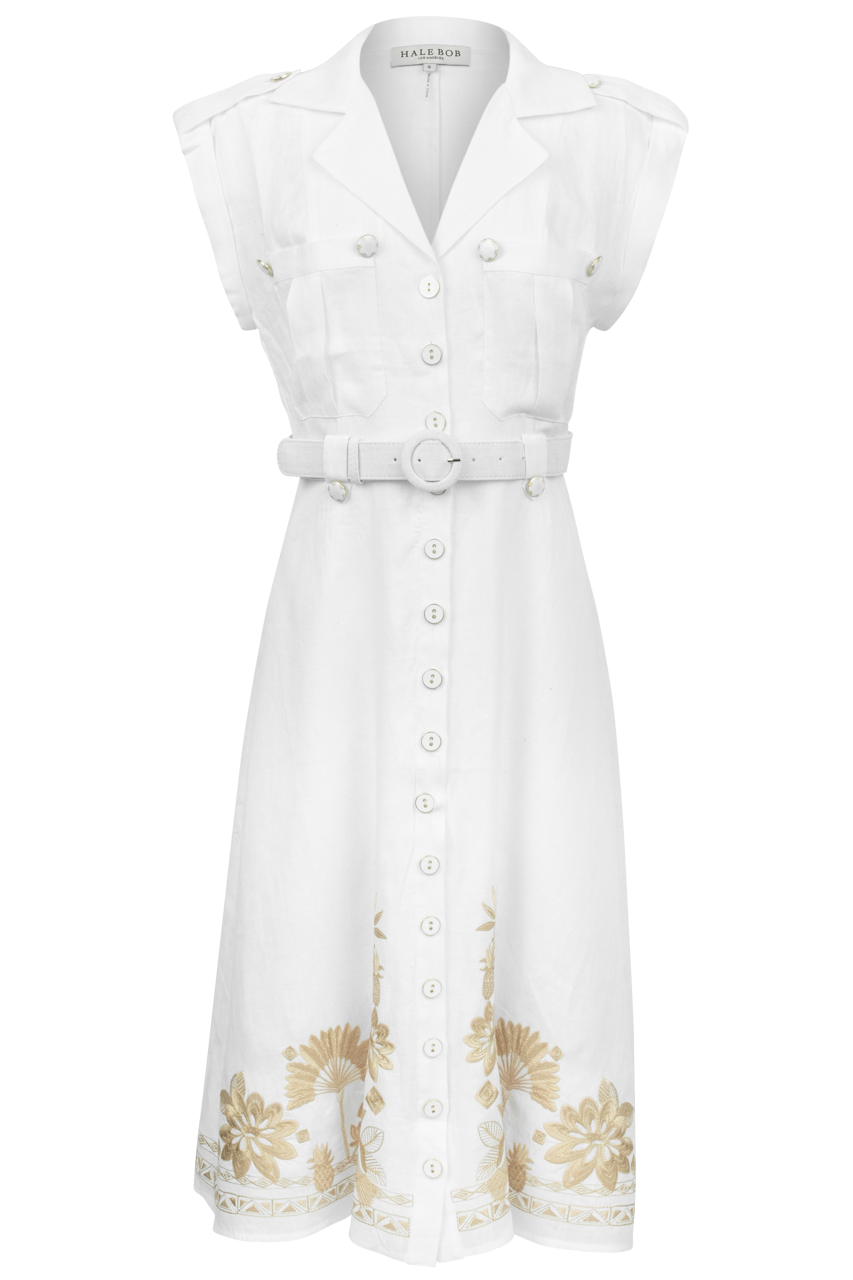 Hale Bob Embroidered Linen Dress