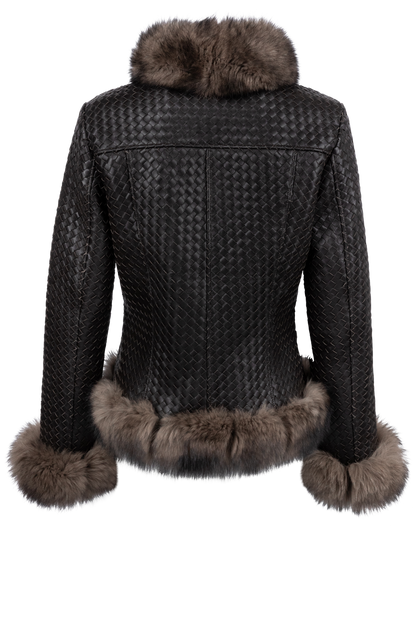 Pinto Ranch Brown Leather Woven Jacket