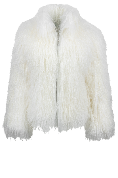 Pinto Ranch White Tibetan Fur Jacket