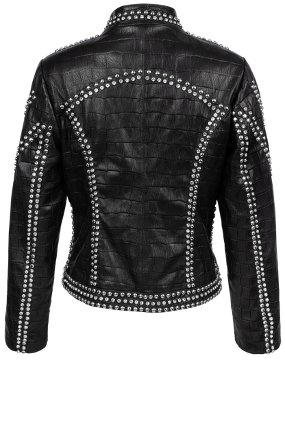 Pinto Ranch Black Leather Crystal Jacket