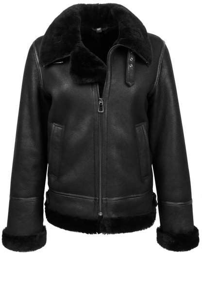 Pinto Ranch Black Leather Sheepskin Jacket