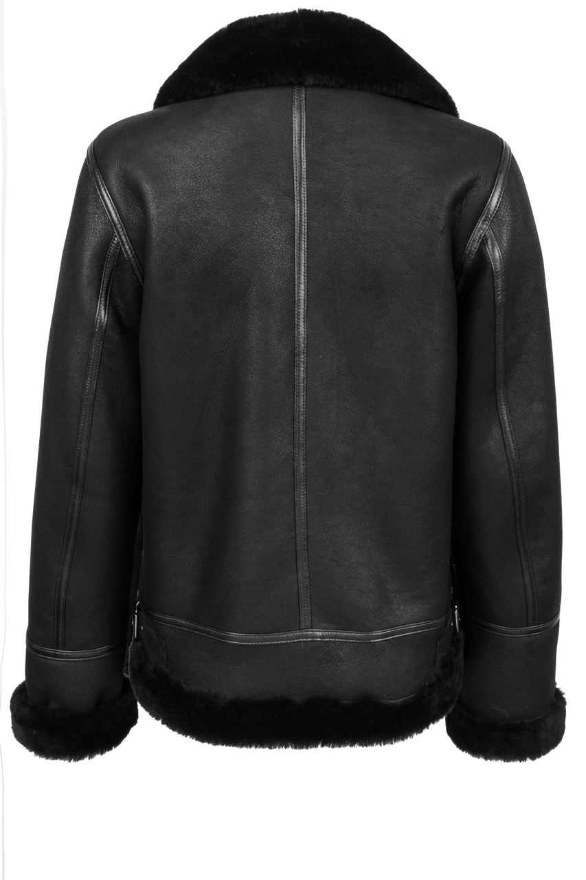 Pinto Ranch Black Leather Sheepskin Jacket