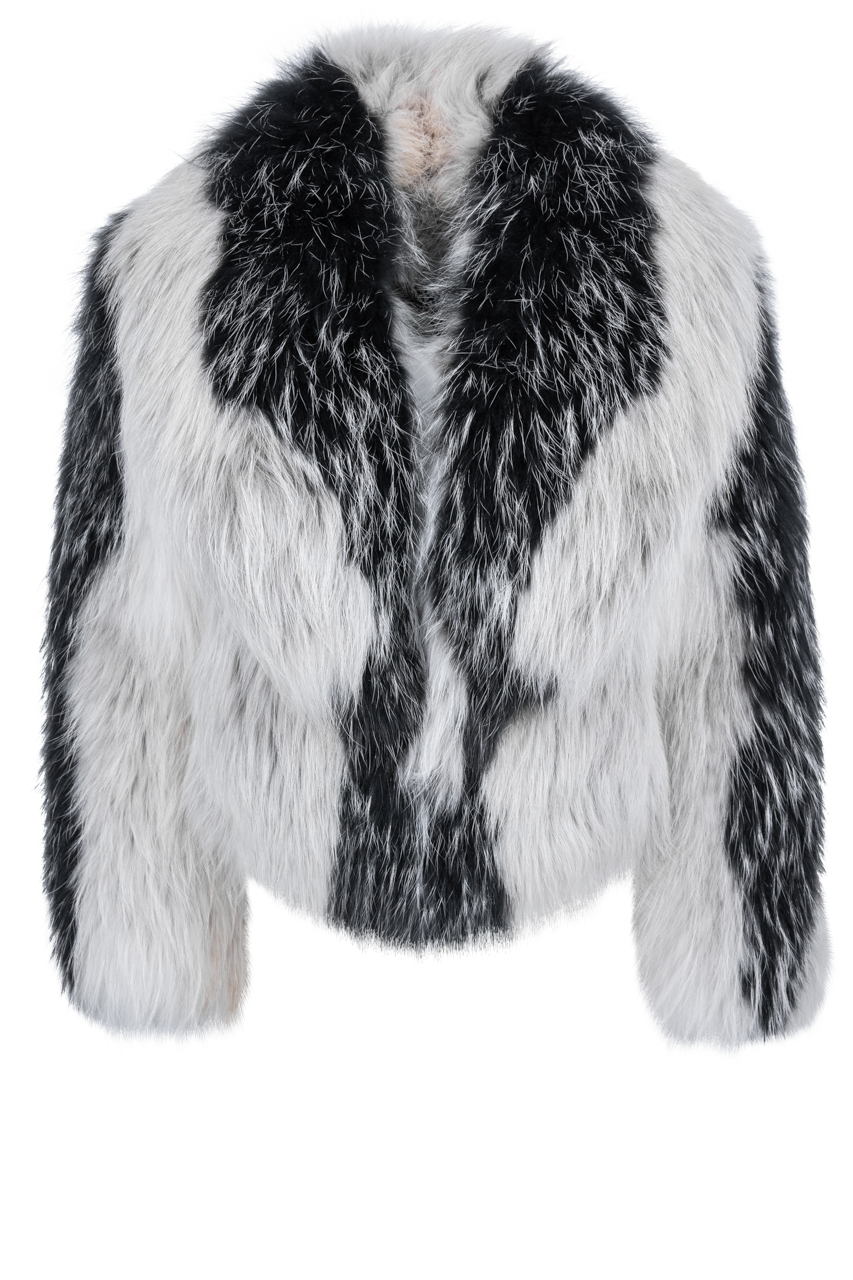 Pinto Ranch Black and White Fox Fur Jacket