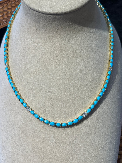 Sleeping Beauty Turquoise & Diamond Necklace