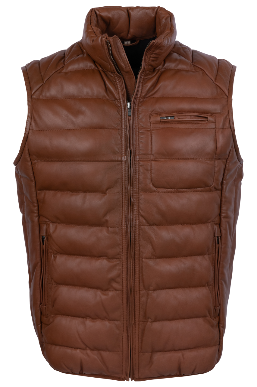 Scully Ribbed Cognac Lamb Leather Vest