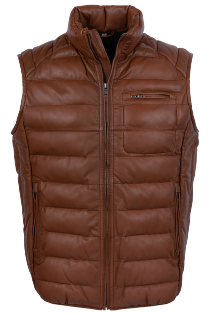 Scully Ribbed Cognac Lamb Leather Vest