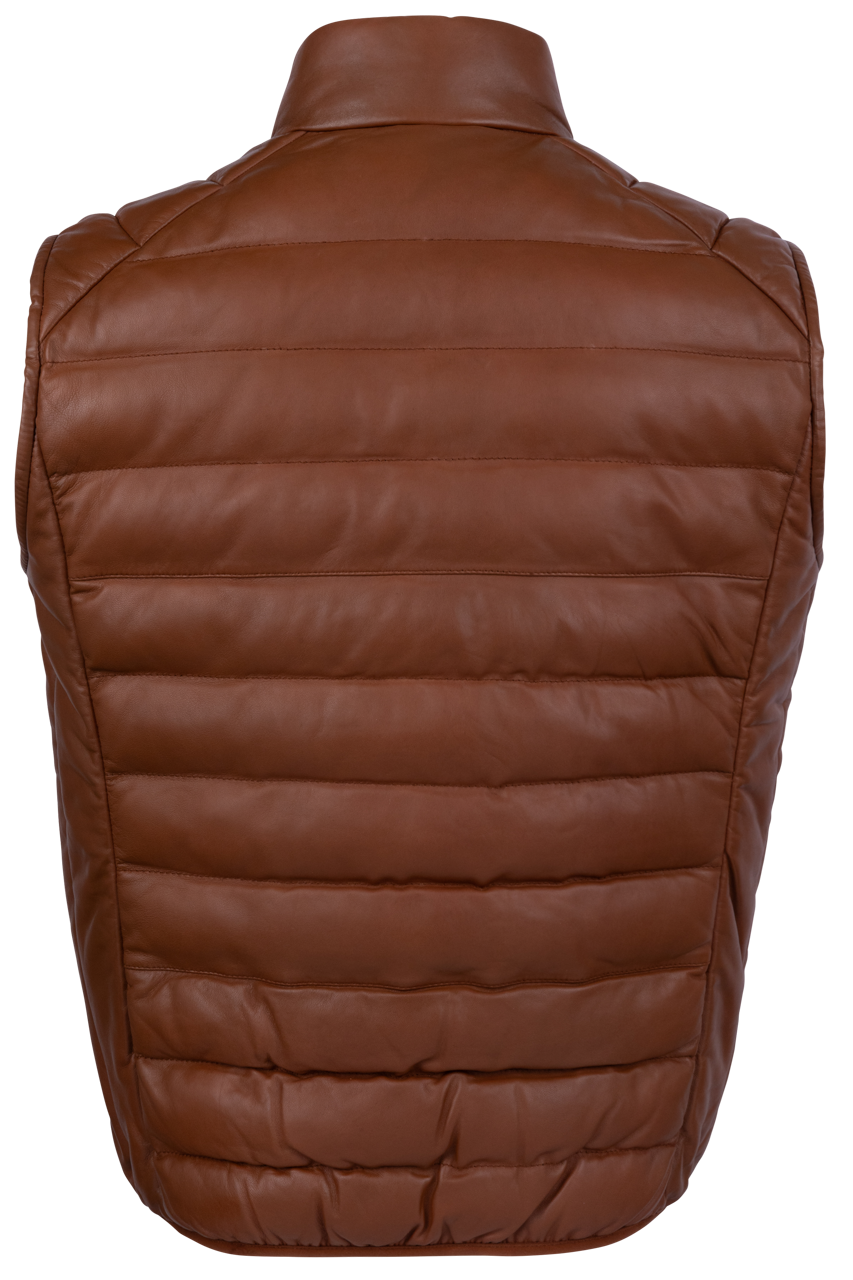 Scully Ribbed Cognac Lamb Leather Vest