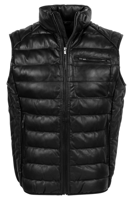 Scully Ribbed Black Lamb Leather Vest