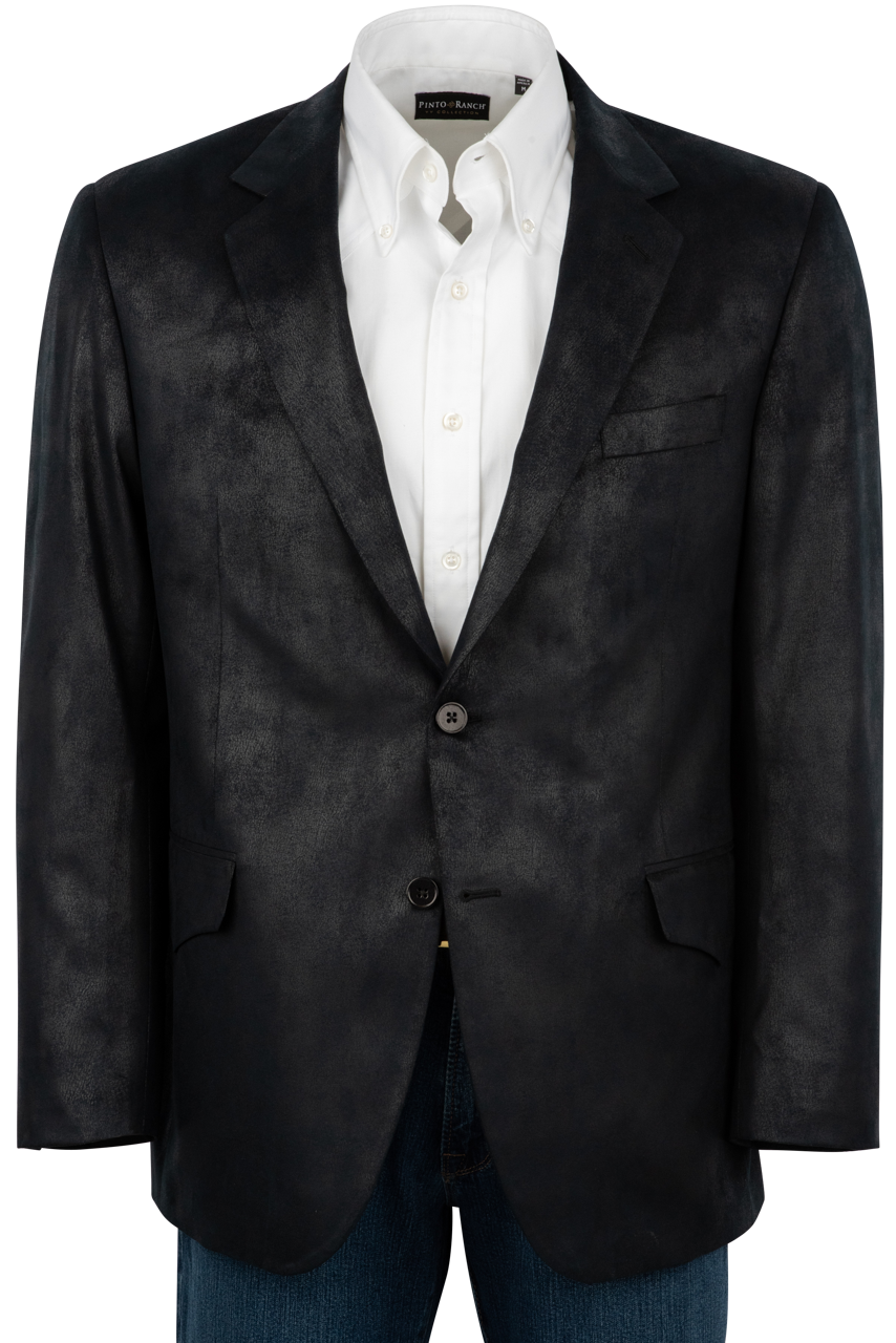 Pinto Ranch Black Leather Micro Fiber Western Sport Coat | Pinto Ranch