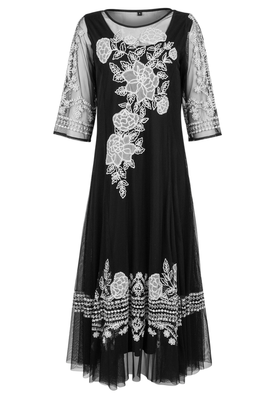 Vintage Collection Embroidered Mesh Maxi Dress