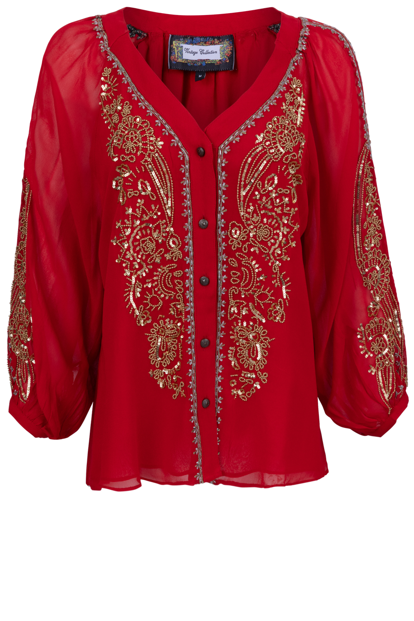 Vintage Collection Red & Gold Blouse