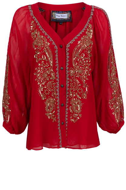 Vintage Collection Red & Gold Blouse