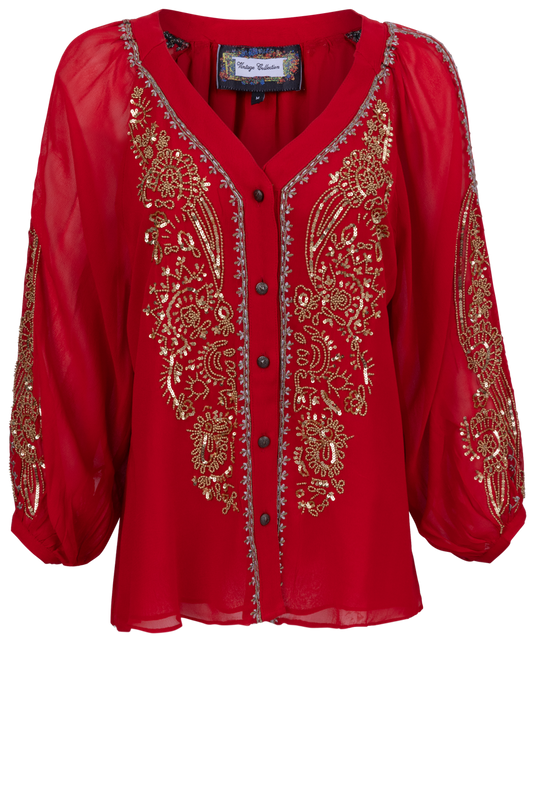 Vintage Collection Red & Gold Blouse