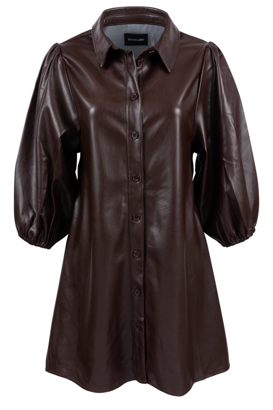 Dolce Cabo Vegan Leather Tunic Dress - Neutrals