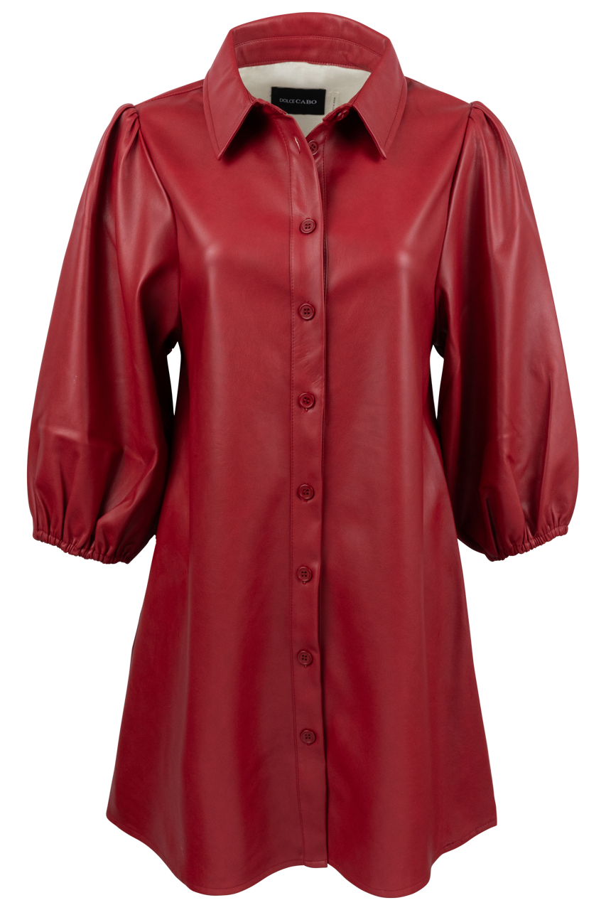 Dolce Cabo Vegan Leather Shirt Dress / XS / COFFEE Dolce Cabo Vegan Leather Shirt Dress / XS / COFFEE