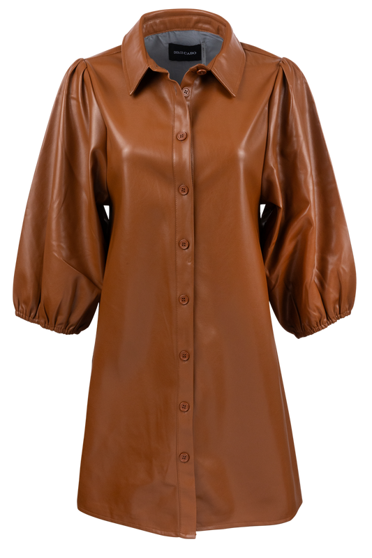 Dolce Cabo Vegan Leather Tunic Dress - Neutrals