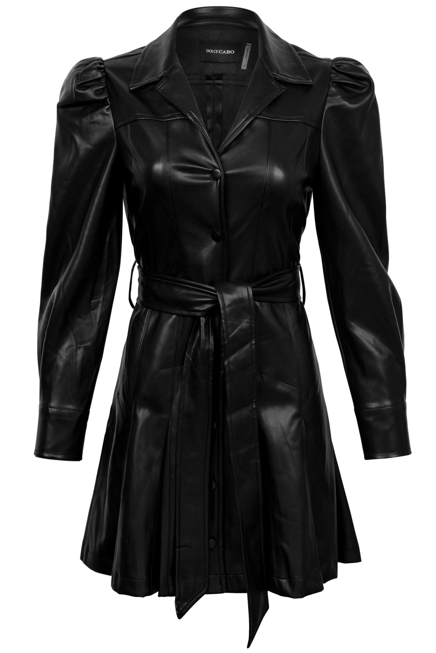 Dolce Cabo Faux Leather Belted Western Dress | Pinto Ranch