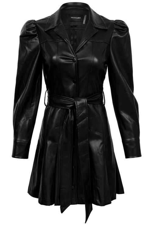 Dolce Cabo Faux Leather Belted Dress
