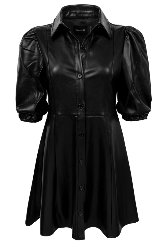 Dolce Cabo Black Vegan Leather A-Line Dress