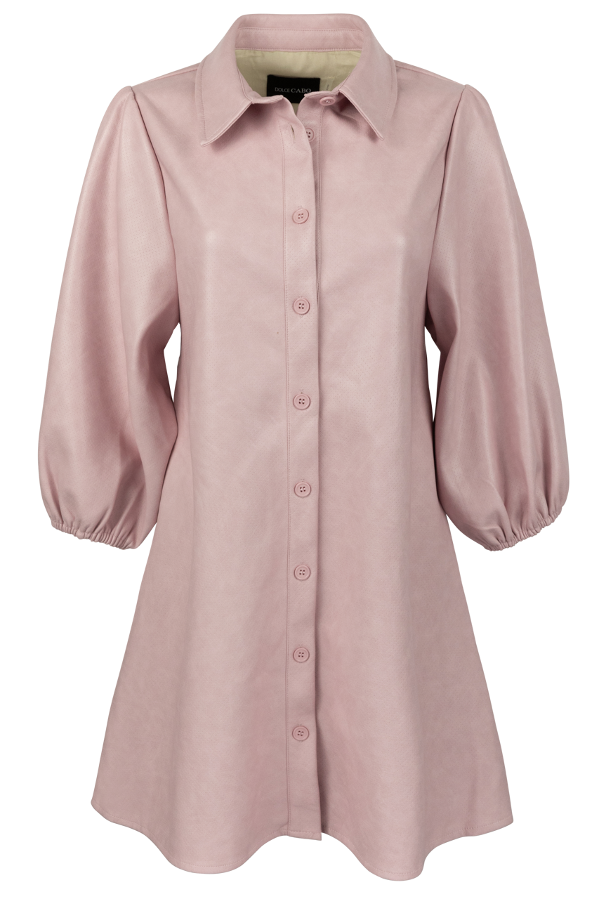 Dolce Cabo Vegan Leather Shirt Dress - Pastels