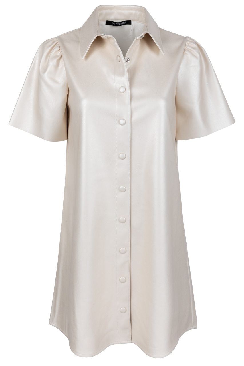 Dolce Cabo Vegan Leather Flutter Shirt Dress