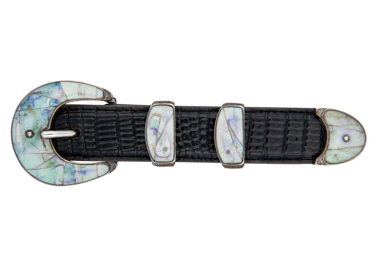 Maverick Sterling Opal Buckle Set
