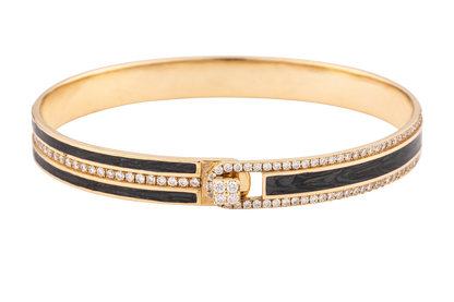 Diamond and Black Enamel Bangle