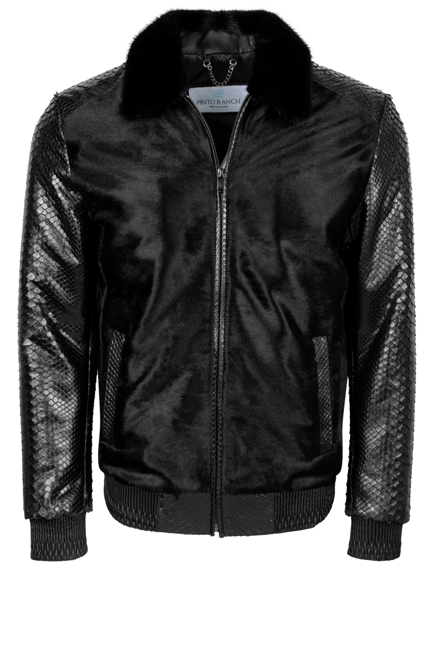 Pinto Ranch Black Python Bomber Jacket