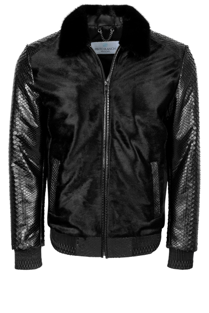 Pinto Ranch Black Python Bomber Jacket