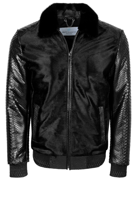 Pinto Ranch Black Python Bomber Jacket