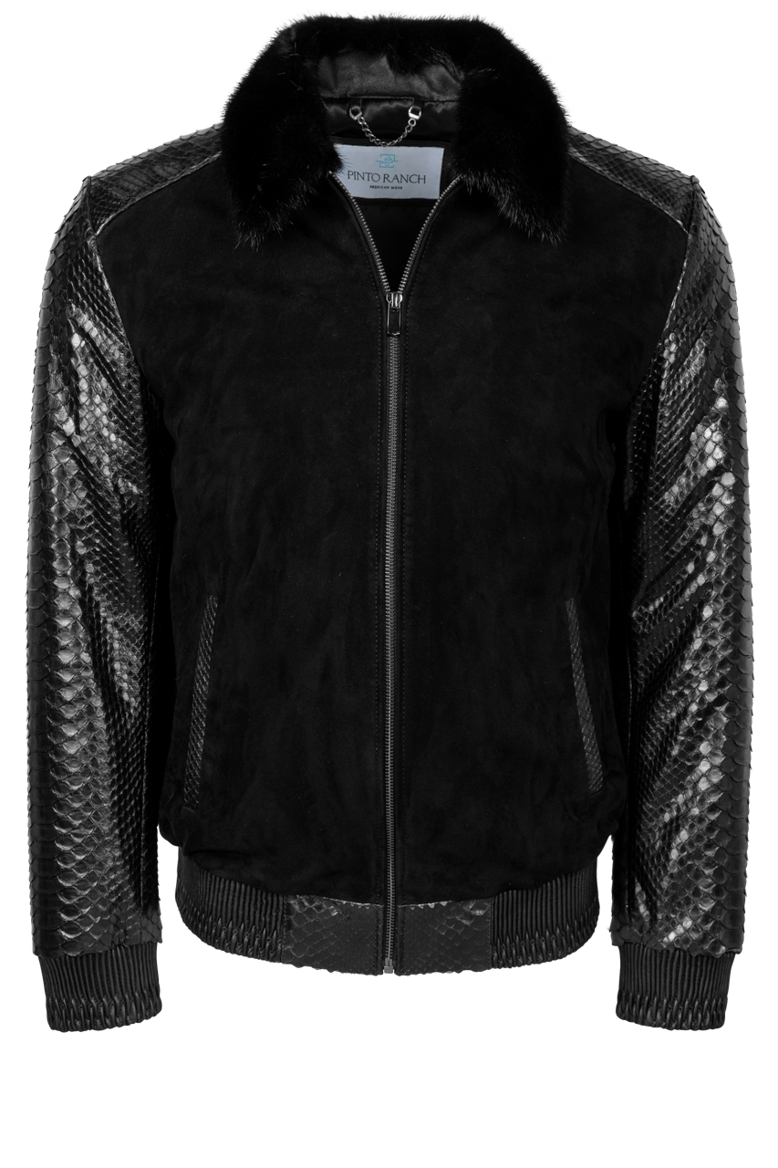 Pinto Ranch Python and Suede Bomber Jacket
