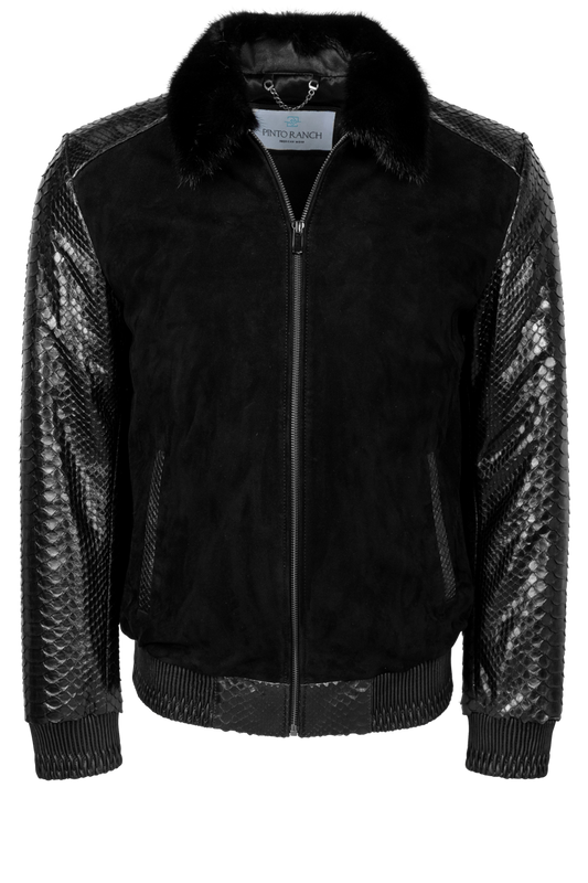 Pinto Ranch Python and Suede Bomber Jacket