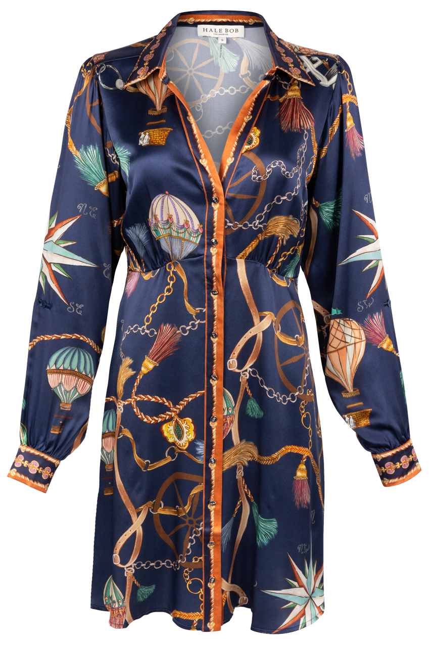 Hale Bob Lacey Charmeuse Dress