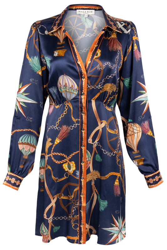 Hale Bob Lacey Charmeuse Dress