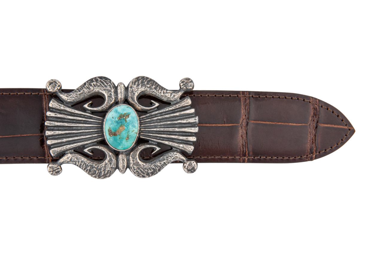 Turquoise Lyre Western Buckle